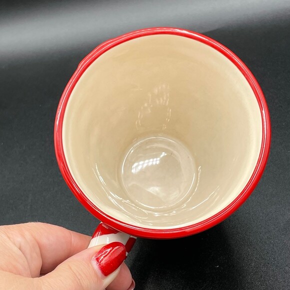 Vintage Hallmark Coffee Tea Cocoa Snowman Mug Candy Cane Handle Buttons Scarf - Picture 6 of 8